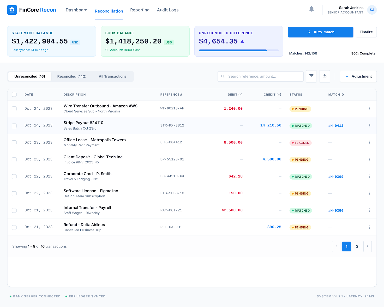 Bank Reconciliation Dashboard